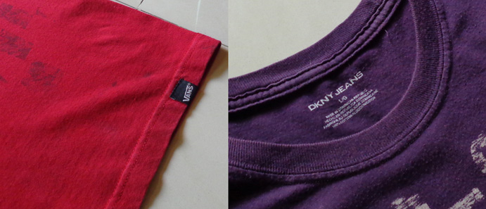 เสื้อยืด Vans สีแดง + เสื้อยืด DNKY สีม่วง ของแท้ทั้งคู่ครับ จัดไปปิดไม่ถึงพัน