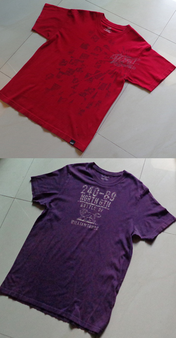 เสื้อยืด Vans สีแดง + เสื้อยืด DNKY สีม่วง ของแท้ทั้งคู่ครับ จัดไปปิดไม่ถึงพัน
