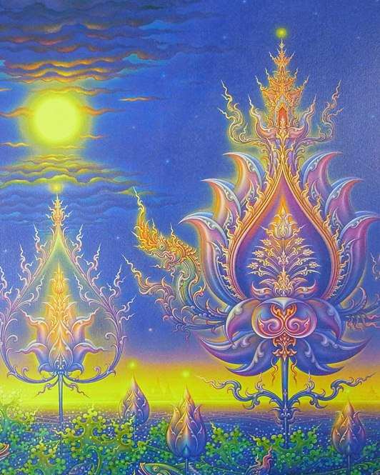 ภาพเบิกบานเป็นสุข ขนาด 43.8x59.8 ซม. พร้อมลายเซ็นต์ อ.เฉลิมชัย โฆษิตพิพัฒน์ 