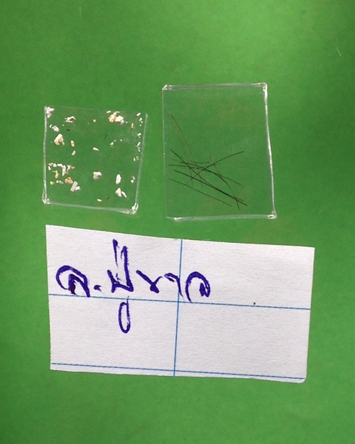 ล็อกเก็ตหลวงปู่ขาว อนาลโย วัดถ้ำกลองเพล จ.อุดรฯ ขนาด1.5x2.3ซม. พร้อมเกศา,อัฐิ 