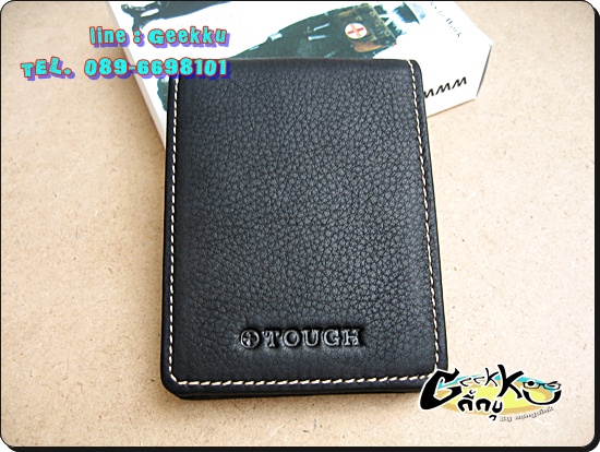 กระเป๋าตังค์ Tough (T013) หนังแท้สีดำ หนังชามัวร์ 