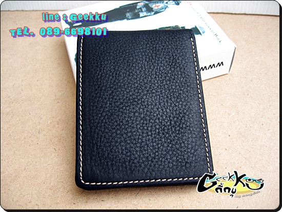 กระเป๋าตังค์ Tough (T013) หนังแท้สีดำ หนังชามัวร์ 