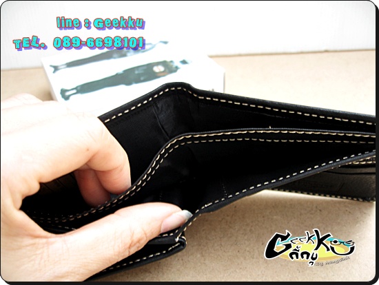 กระเป๋าตังค์ Tough (T013) หนังแท้สีดำ หนังชามัวร์ 