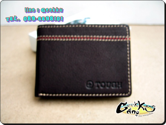 กระเป๋าตังค์ Tough (T014) หนังแท้สีน้ำตาล หนังชามัวร์ 