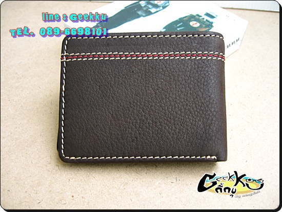 กระเป๋าตังค์ Tough (T014) หนังแท้สีน้ำตาล หนังชามัวร์ 