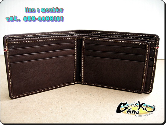 กระเป๋าตังค์ Tough (T014) หนังแท้สีน้ำตาล หนังชามัวร์ 