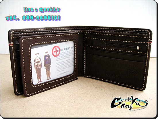 กระเป๋าตังค์ Tough (T014) หนังแท้สีน้ำตาล หนังชามัวร์ 