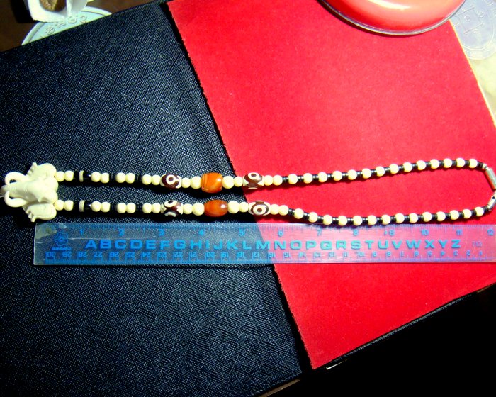 สร้อยงา+กะลาตาเดียว+หินลูกปัดเส้นยาวๆ