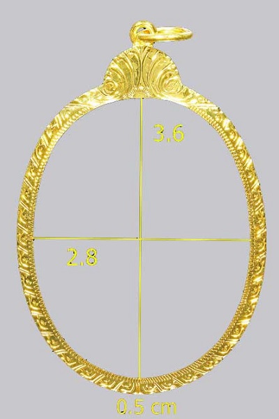 กรอบทองคำ (หัวเต่า) งานแกะมือ เหรียญรูปไข่คณาจารย์ทั่วไปหรือขนาดใกล้เคียง นน 2.1 กรัม ราคา 2900 