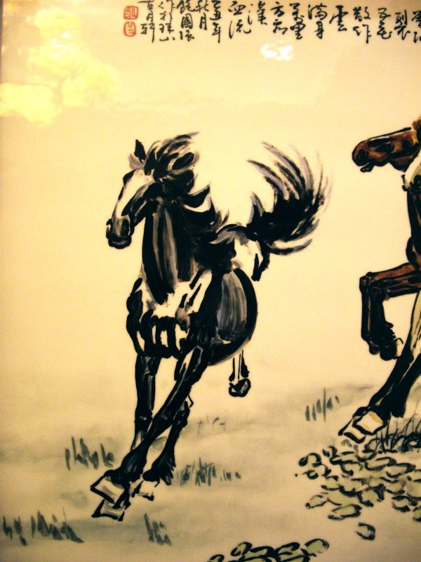 รูปภาพมงคลประดับฝาผนังขนาดใหญ่ งานกังไส ขนาดใหญ่ เข้ากรอบไม้ สวยงาม