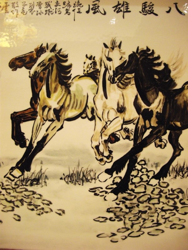 รูปภาพมงคลประดับฝาผนังขนาดใหญ่ งานกังไส ขนาดใหญ่ เข้ากรอบไม้ สวยงาม