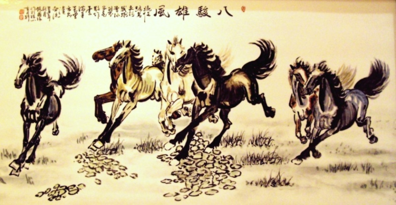 รูปภาพมงคลประดับฝาผนังขนาดใหญ่ งานกังไส ขนาดใหญ่ เข้ากรอบไม้ สวยงาม