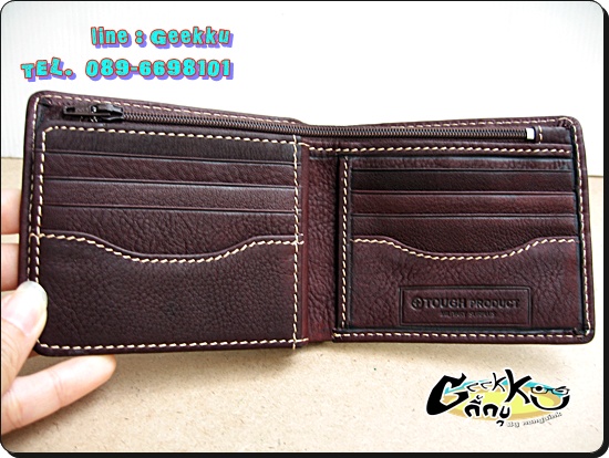  กระเป๋าตังค์ Tough (T06) หนังแท้สีน้ำตาล 