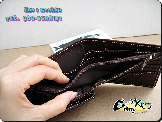  กระเป๋าตังค์ Tough (T06) หนังแท้สีน้ำตาล 