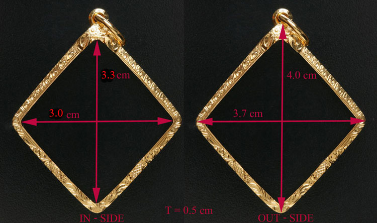 กรอบทองยกซุ้มหัวสิงห์ งานแกะมือ เหรียญข้าวหลามตัด กรมหลวงชุมพร หลวงปู่ทิม/ปู่ศุข  นน. 1.82 ราคา 2620