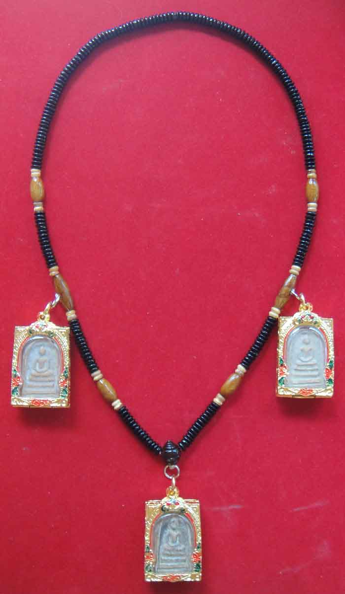 (((วัดใจเคาะเดียว10 บาทแดง)))สร้อยผสมเม็ดกะลาตาเดียว+หัวกลางไม้มงคล ความยาว ๒๖ นิ้ว แบบ ๓ ห่วง ๒ เส้