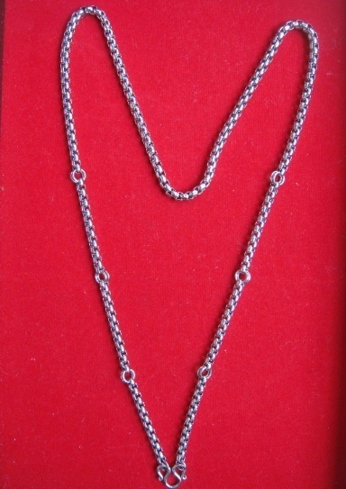 +++สร้อยสแตนเลส ลาย ผ่าหวายกลม 7 ห่วง ยาว 28 นิ้ว+++