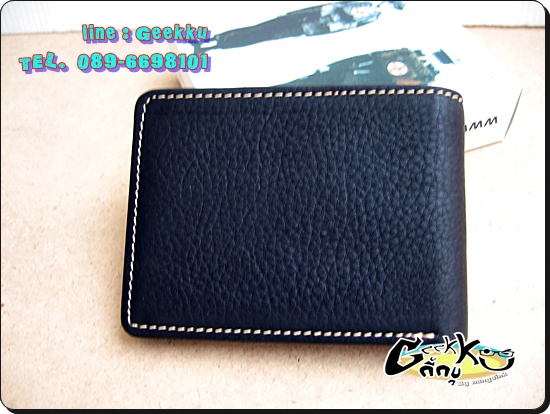 กระเป๋าตังค์ Tough (T012) หนังแท้สีดำ หนังชามัวร์