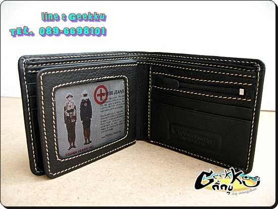 กระเป๋าตังค์ Tough (T012) หนังแท้สีดำ หนังชามัวร์