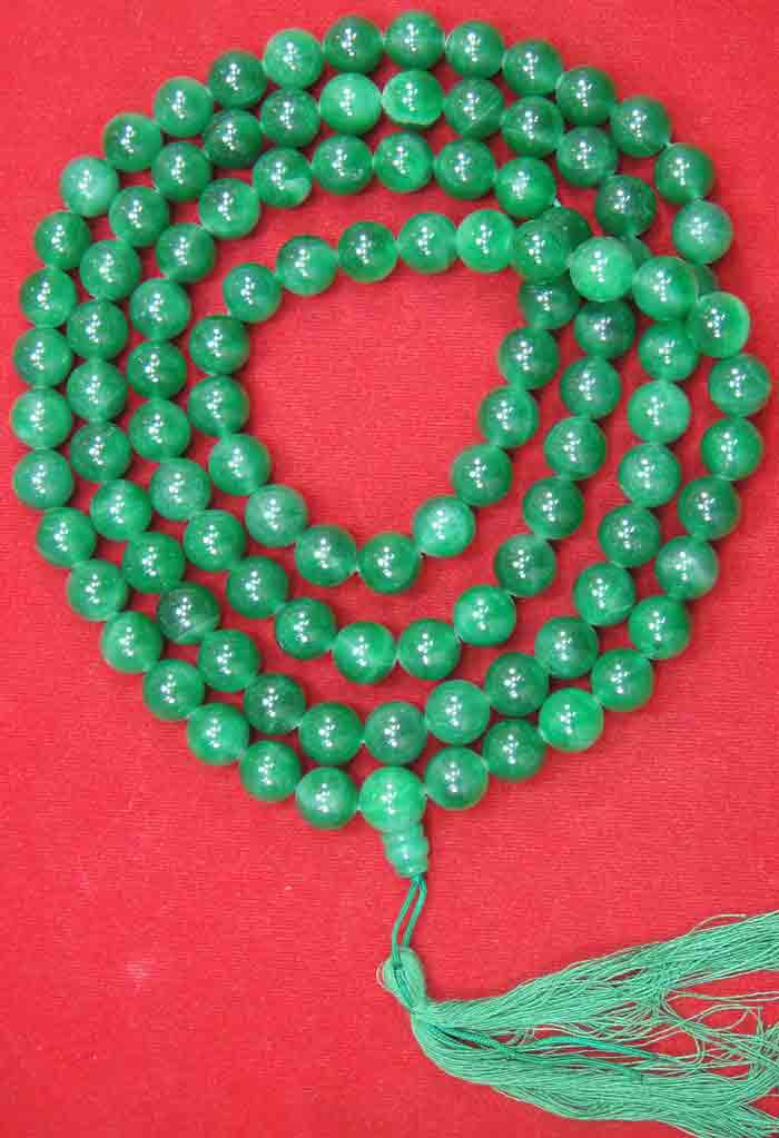 (((วัดใจเคาะเดียวแดง)))สร้อยประคำหยกเขียวเข้มจากพม่า ความยาว 48 นิ้ว เส้นผ่าศูนย์กลาง 13 ม.ม.คุ้มครอ
