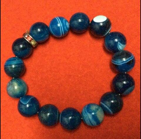 สร้อยข้อมือหินอาเกตสีฟ้า ขนาด 10 mm