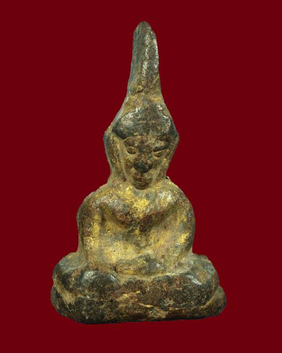 ท่ากระดาน หลวงพ่อนารถ วัดศรีโลหะฯ พิมพ์เล็ก ตะกั่วสนิมแดงๆ ลงทอง (พระหนา)กาญจนบุรี