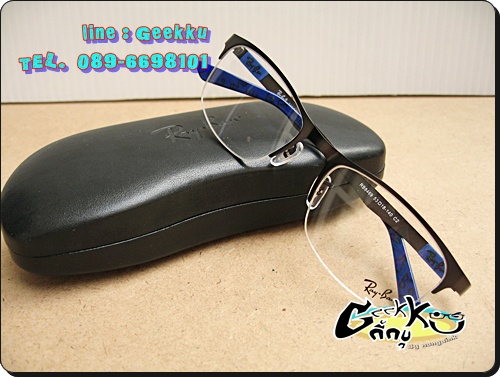 กรอบแว่นตา Ray Ban (R14) ทรงครึ่งกรอบสีกัน (ดำ-เทา) ขาน้ำเงิน