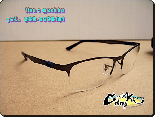 กรอบแว่นตา Ray Ban (R14) ทรงครึ่งกรอบสีกัน (ดำ-เทา) ขาน้ำเงิน