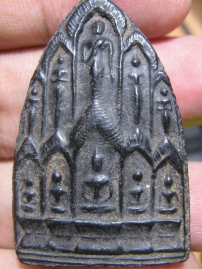 พระผงใบลานพิมพ์สิบทัศน์สองหน้า เนื้อผงใบลาน หลวงพ่อเงิน วัดด อนยายหอม จ.นครปฐม พอสวย