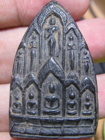 พระผงใบลานพิมพ์สิบทัศน์สองหน้า เนื้อผงใบลาน หลวงพ่อเงิน วัดด อนยายหอม จ.นครปฐม พอสวย