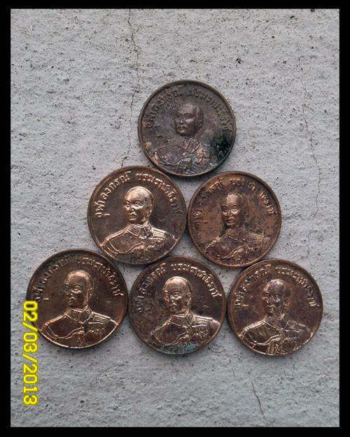 >> เคาะเดียว << เหรียญ ร.5 ร.ศ.212 หลังพระเกี้ยว ชุด 6 เหรียญ