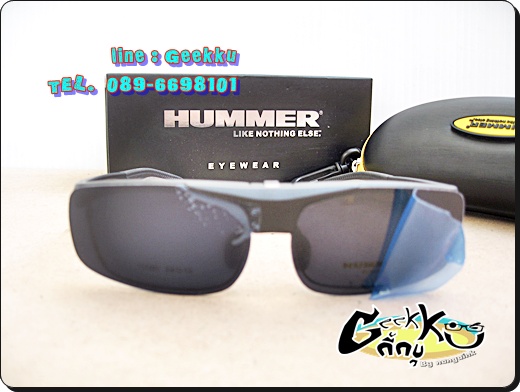 แว่นตา HUMMER ทรง SPORT มีคลิปกันแดด ขาดำ