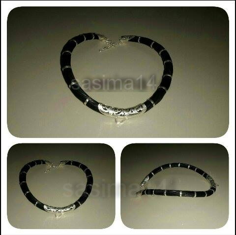  สร้อยคอขนหางช้าง จับปลายและรัดด้วยเงินแท้ลายฉลุ หนา 9 มิล. . ...เคาะเดียว