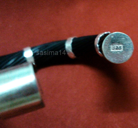 กำไลขนหางช้าง สีดำ หุ้มด้วยเงินแท้