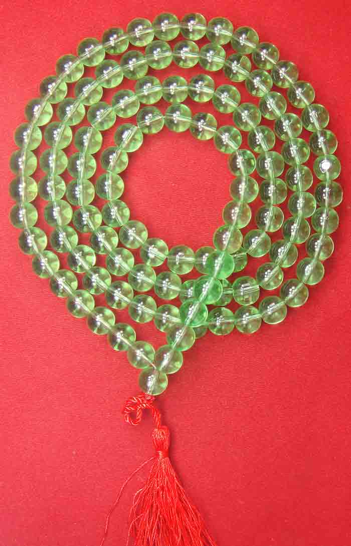 (((วัดใจเคาะเดียวแดง)))สร้อยประคำแก้วโป่งข่ามเขียวใสจากพม่า ความยาว 49 นิ้ว เส้นผ่าศูนย์กลาง 13 ม.ม.