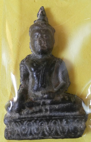 พระอู่ทองบัวสองชั้น กรุวัดราชบูรณะ จ.อยุธยา เนื้อชินเงิน พร้อมบัตร