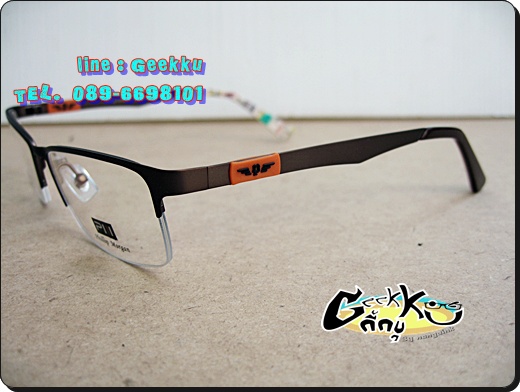 กรอบแว่นตา Phillip Morgan (P-4) ทรงครึ่งกรอบสีน้ำตาล กรอบทำจาก Stainless Steel น้ำหนักเบามากค่ะ