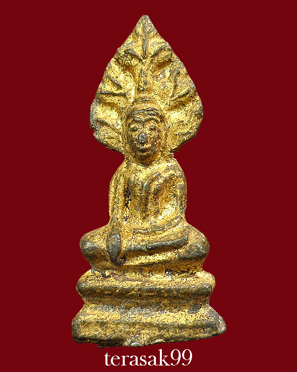 พระกรุวัดเลียบ พิมพ์ปรกโพธิ์ เนื้อชินเงินปิดทองจากกรุ กรุงเทพฯ