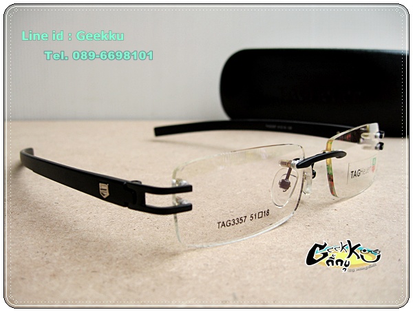 กรอบแว่นตา Tag ทรงเจาะน๊อต สีดำ 