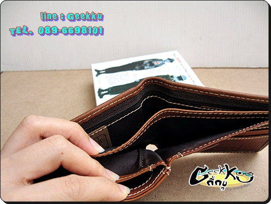 กระเป๋าตังค์ Tough หนังแท้สีน้ำตาล หนังชามัวร์