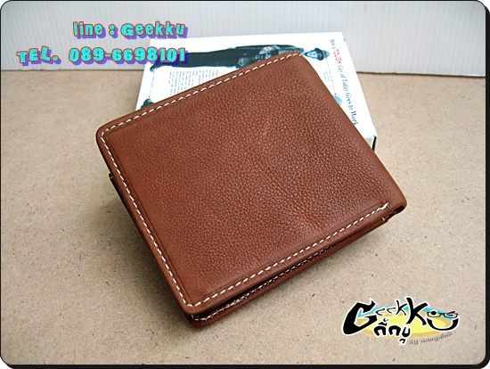 กระเป๋าตังค์ Tough หนังแท้สีน้ำตาล หนังชามัวร์