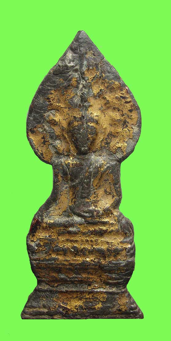 ปรกโพธิ์เชียงแสน พิมพ์กลาง เนื้อตะกั่วสนิมแดง สวยๆครับปิดทองเดิมๆ