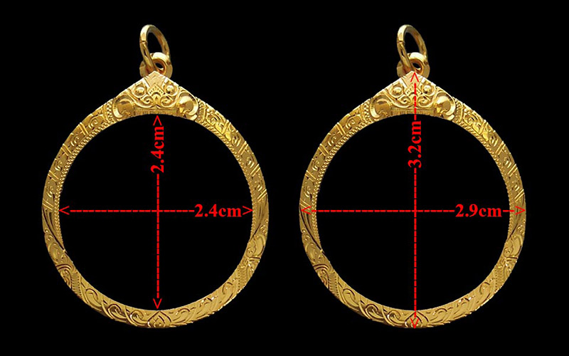 กรอบทองกลม มือ1ใส่ ลูกอมผงพลายกุมาร หลวงปู่ทิม วัดละหารไร่ จ.ระยอง, พระทรงกลมทั่วไป, สิงห์งาแกะ1.96g