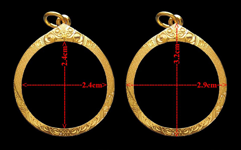 กรอบทองกลม มือ1ใส่ ลูกอมผงพลายกุมาร หลวงปู่ทิม วัดละหารไร่ จ.ระยอง, พระทรงกลมทั่วไป, สิงห์งาแกะ2.04g