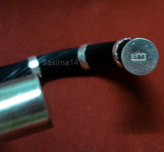 กำไลขนหางช้าง สีดำ หุ้มด้วยเงินแท้