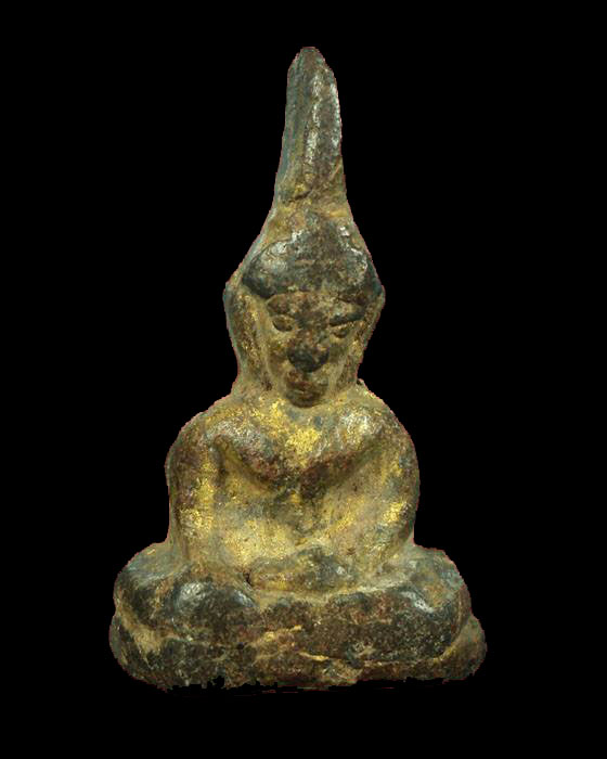 ท่ากระดาน หลวงพ่อนารถ วัดศรีโลหะฯ พิมพ์เล็ก ตะกั่วสนิมแดงๆ ปิดทอง (พระหนา)กาญจนบุรี