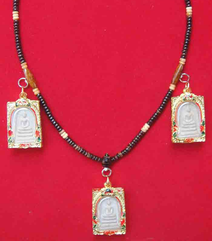 (((วัดใจเคาะเดียว10 บาทแดง)))สร้อยผสมเม็ดกะลาตาเดียว+หัวกลางไม้มงคล ความยาว ๒๕ นิ้ว แบบ ๓ ห่วง ๒ เส้