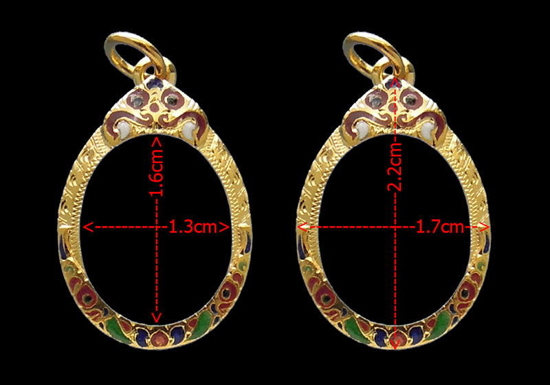 กรอบทองลงยา ยกซุ้มบน+ล่าง มือ1ใส่เหรียญเม็ดแตง06, 08 หลวงปู่ทวด วัดช้างให้ จ.ปัตตานี น้ำหนัก1.51กรัม