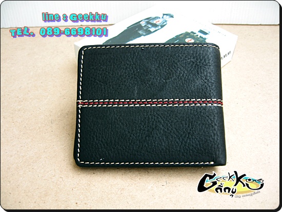 กระเป๋าตังค์ Tough (T08) หนังแท้สีดำ หนังชามัวร์ 