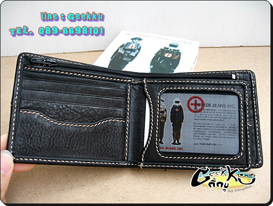 กระเป๋าตังค์ Tough (T08) หนังแท้สีดำ หนังชามัวร์ 